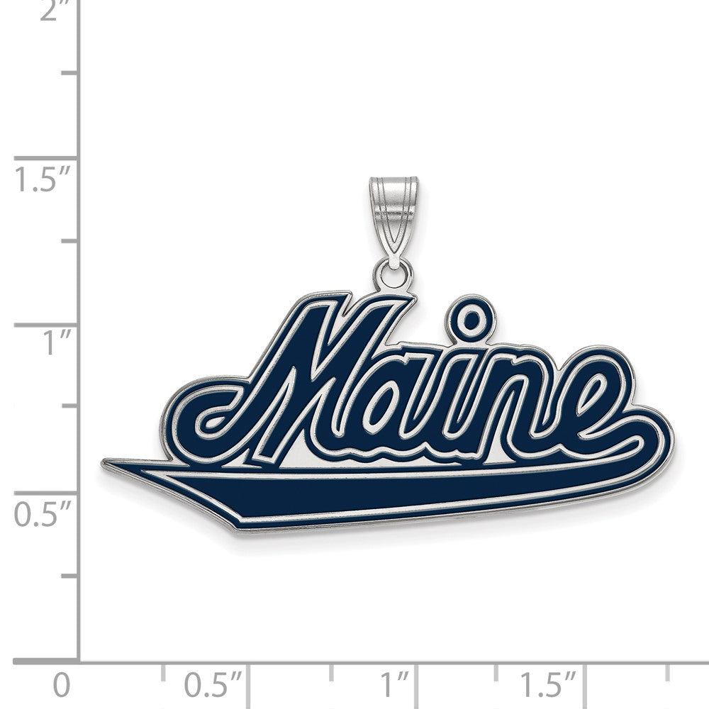 Sterlingsilber Rhodiniert Logoart University Of Maine Extra Groß Emailliert Anhänger