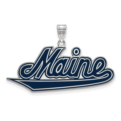 Sterlingsilber Rhodiniert Logoart University Of Maine Extra Groß Emailliert Anhänger