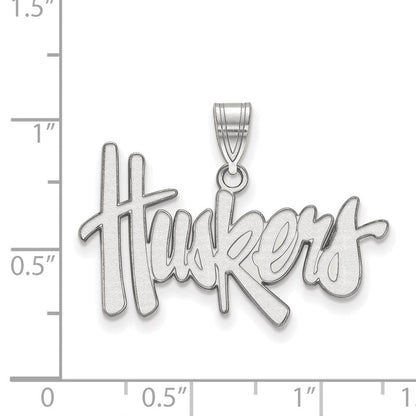 10K Weißgold Logoart University Of Nebraska Huskers Groß Anhänger