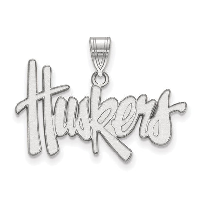 10K Weißgold Logoart University Of Nebraska Huskers Groß Anhänger