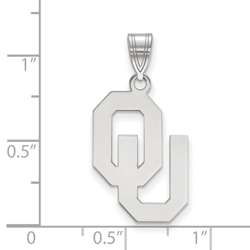 Sterlingsilber Rhodiniert Logoart University Of Oklahoma O U Groß Anhänger