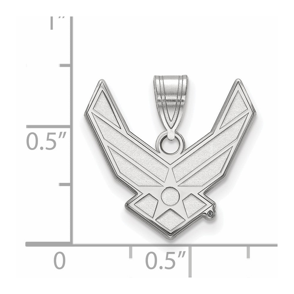 Sterlingsilber Rhodiniert Logoart U.s. Luft Kraft Groß Anhänger