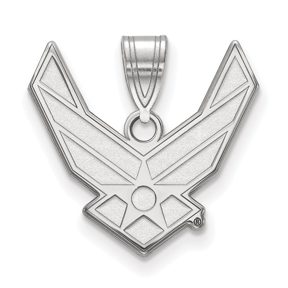 Sterlingsilber Rhodiniert Logoart U.s. Luft Kraft Groß Anhänger