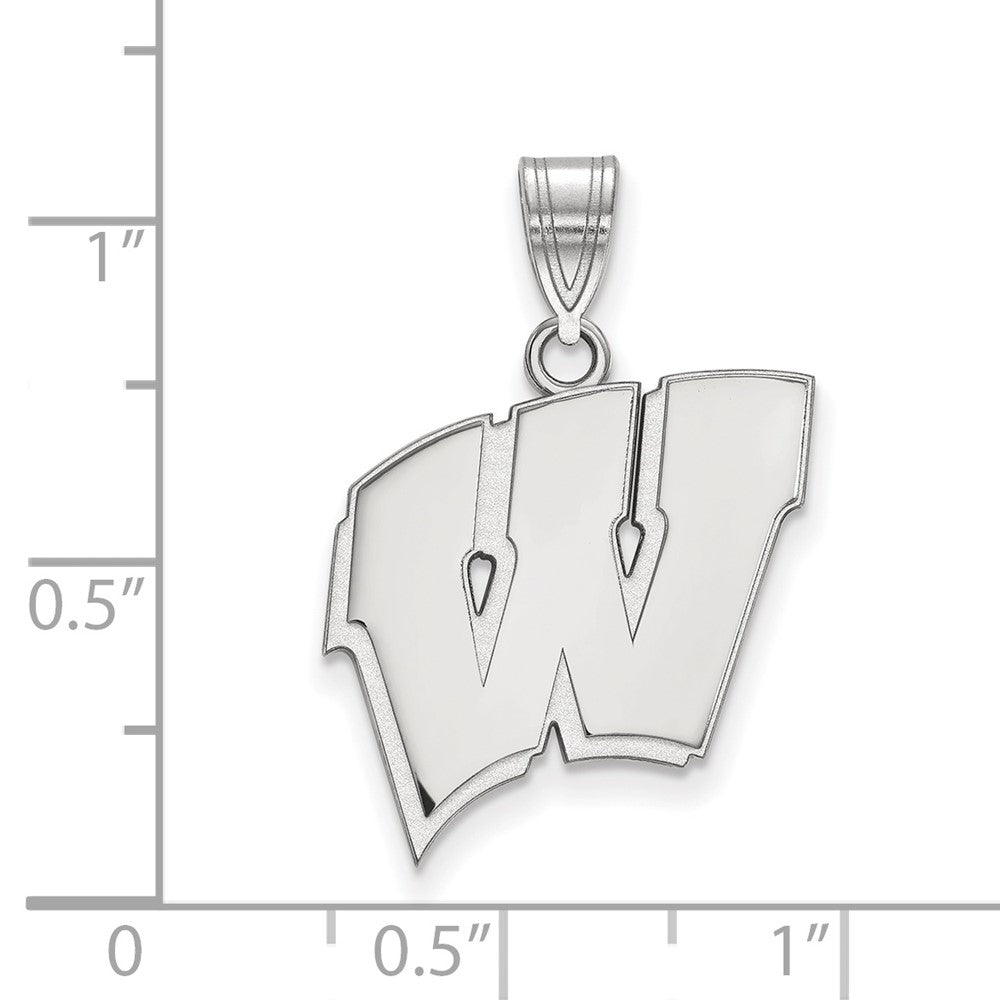 Sterlingsilber Rhodiniert Logoart University Of Wisconsin Buchstabe W Groß Anhänger