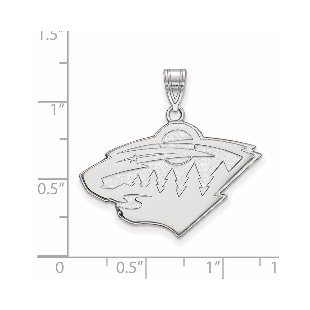 10K Weißgold Nhl Logoart Minnesota Wild Groß Anhänger