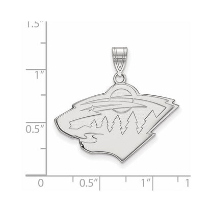 Sterlingsilber Rhodiniert Nhl Logoart Minnesota Wild Groß Anhänger