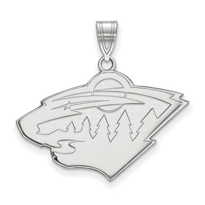 Sterlingsilber Rhodiniert Nhl Logoart Minnesota Wild Groß Anhänger