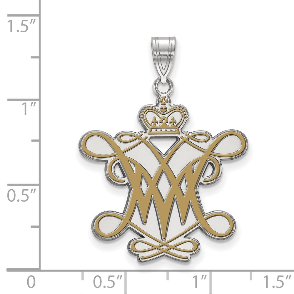 Sterlingsilber Rhodiniert Logoart College Of William und Mary Extra Groß Emailliert Anhänger