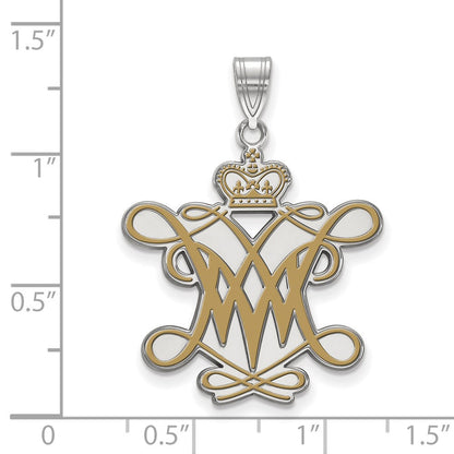 Sterlingsilber Rhodiniert Logoart College Of William und Mary Extra Groß Emailliert Anhänger