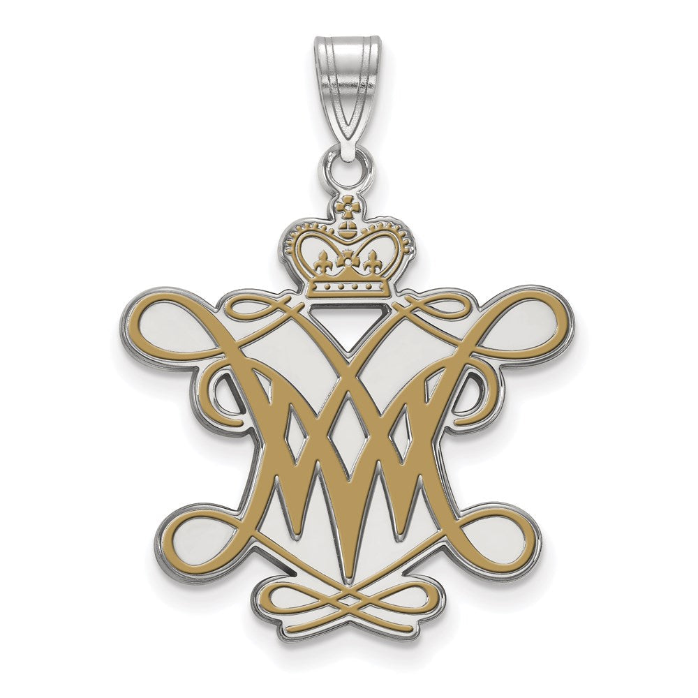Sterlingsilber Rhodiniert Logoart College Of William und Mary Extra Groß Emailliert Anhänger