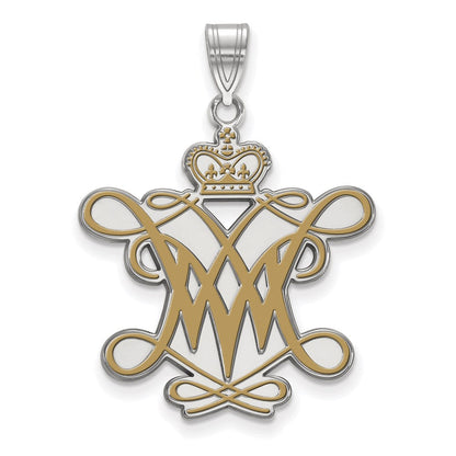 Sterlingsilber Rhodiniert Logoart College Of William und Mary Extra Groß Emailliert Anhänger