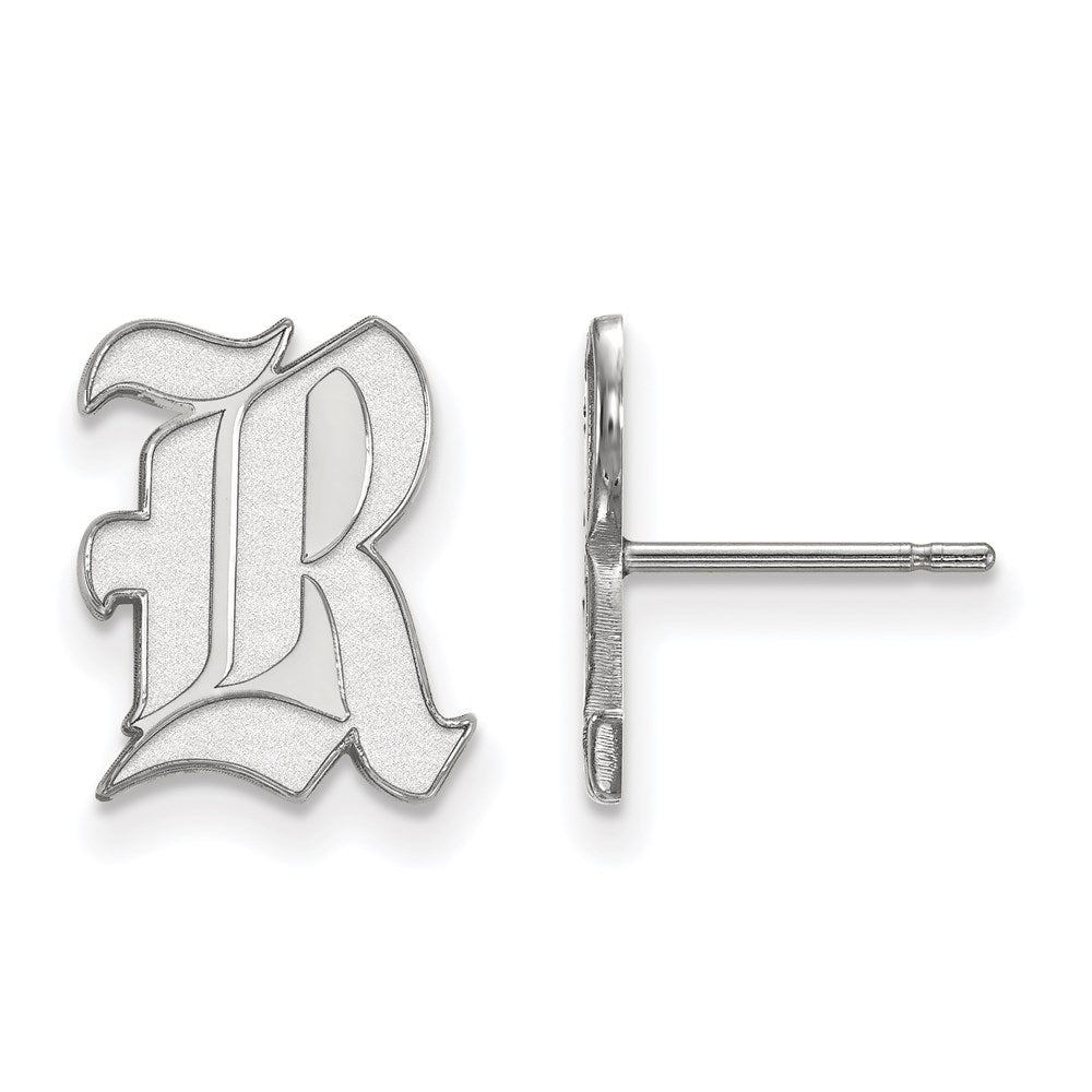 14K Weißgold Logoart Rice University Buchstabe R Klein Ohrstecker