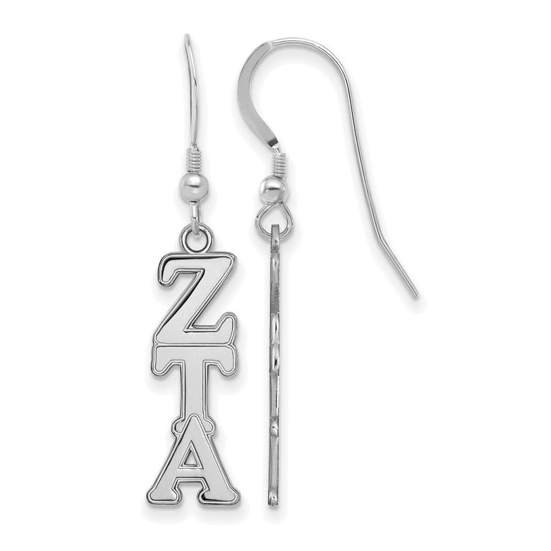 Sterlingsilber Rhodiniert Logoart Zeta Tau Alpha Sorority Greek Buchstaben Mittel Ohrhänger