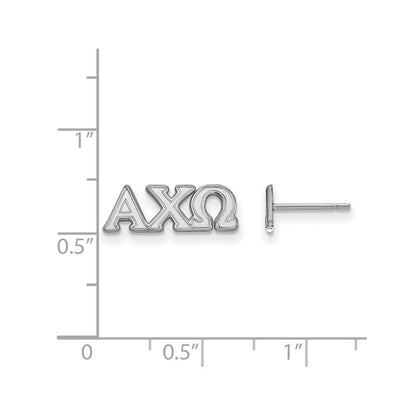 Sterlingsilber Rhodiniert Logoart Alpha Chi Omega Sorority Greek Buchstaben Extra Klein Ohrstecker