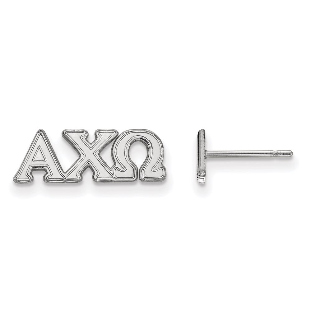 Sterlingsilber Rhodiniert Logoart Alpha Chi Omega Sorority Greek Buchstaben Extra Klein Ohrstecker