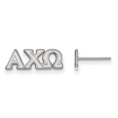 Sterlingsilber Rhodiniert Logoart Alpha Chi Omega Sorority Greek Buchstaben Extra Klein Ohrstecker