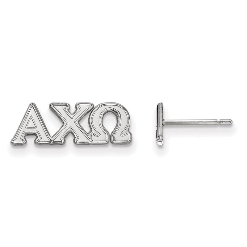 Sterlingsilber Rhodiniert Logoart Alpha Chi Omega Sorority Greek Buchstaben Extra Klein Ohrstecker
