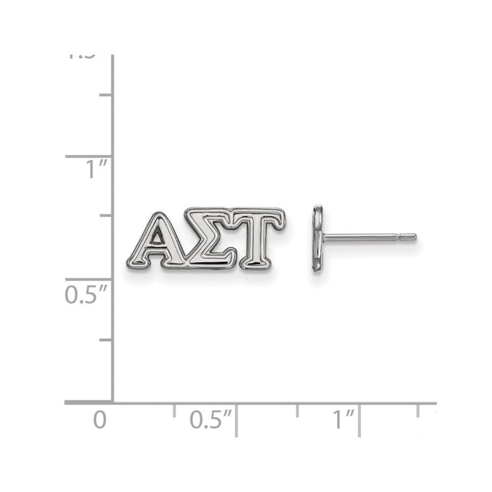 Sterlingsilber Rhodiniert Logoart Alpha Sigma Tau Sorority Greek Buchstaben Extra Klein Ohrstecker
