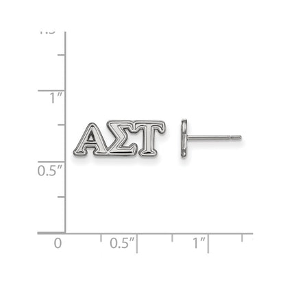 Sterlingsilber Rhodiniert Logoart Alpha Sigma Tau Sorority Greek Buchstaben Extra Klein Ohrstecker