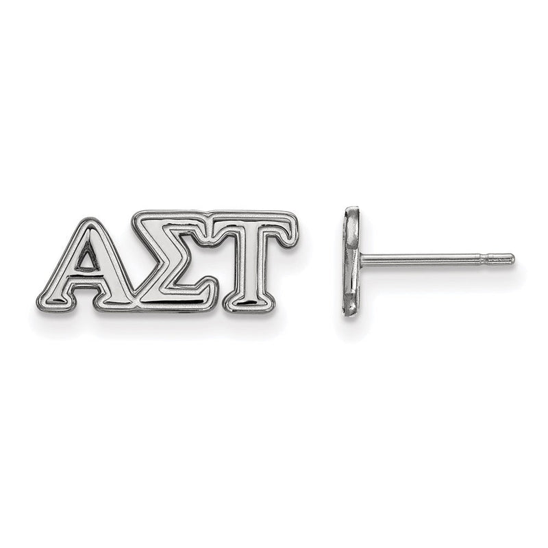 Sterlingsilber Rhodiniert Logoart Alpha Sigma Tau Sorority Greek Buchstaben Extra Klein Ohrstecker