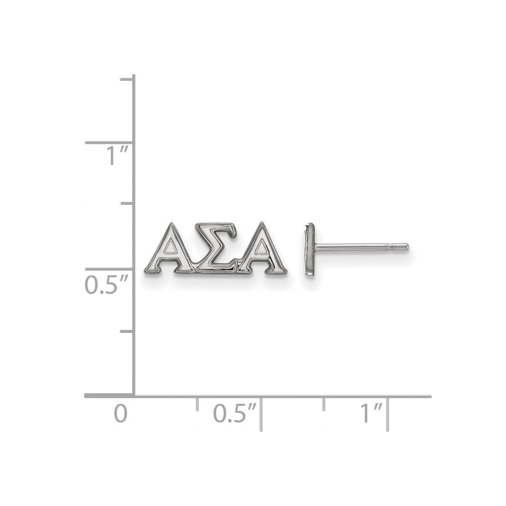 Sterlingsilber Rhodiniert Logoart Alpha Sigma Sorority Greek Buchstaben Extra Klein Ohrstecker