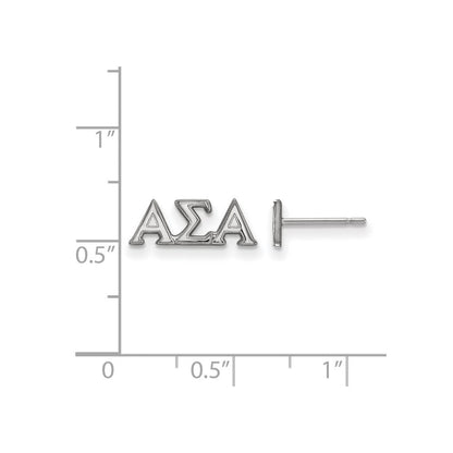 Sterlingsilber Rhodiniert Logoart Alpha Sigma Sorority Greek Buchstaben Extra Klein Ohrstecker