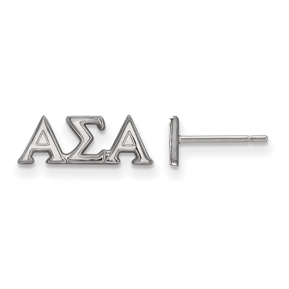 Sterlingsilber Rhodiniert Logoart Alpha Sigma Sorority Greek Buchstaben Extra Klein Ohrstecker