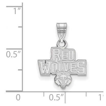 Sterlingsilber Rhodiniert Logoart Arkansas State University Rot Wolves Klein Anhänger