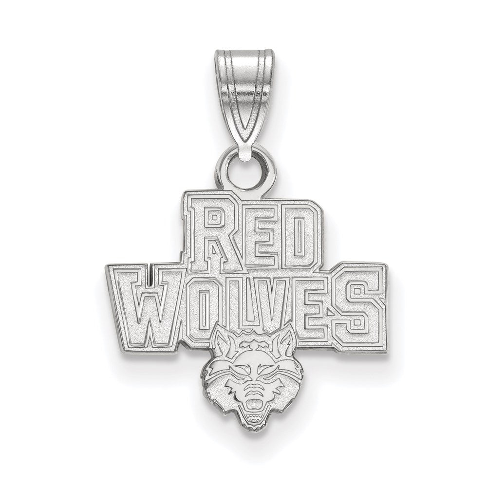10K Weißgold Logoart Arkansas State University Rot Wolves Klein Anhänger