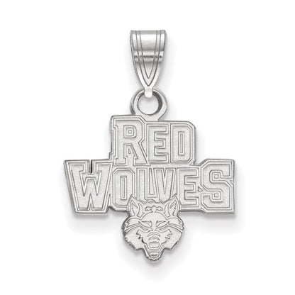 10K Weißgold Logoart Arkansas State University Rot Wolves Klein Anhänger