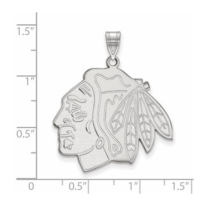 Sterlingsilber Rhodiniert Nhl Logoart Chicago Blackhawks Extra Groß Anhänger