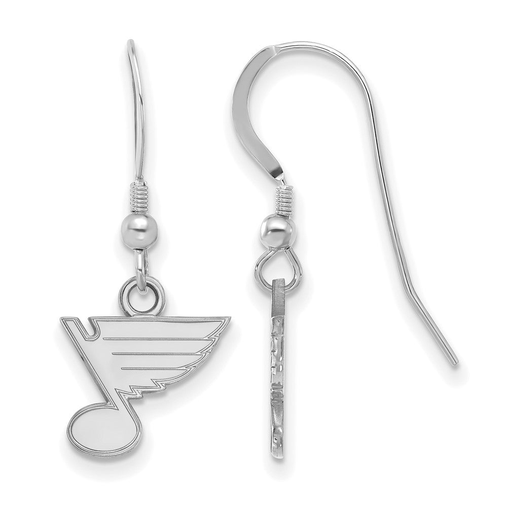 Sterlingsilber Rhodiniert Nhl Logoart St. Louis Blues Extra Klein Hängend Draht Ohrringe