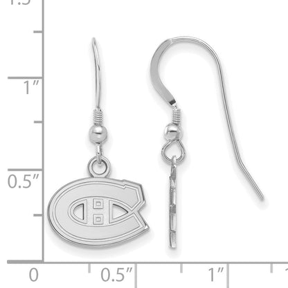 Sterlingsilber Rhodiniert Nhl Logoart Montreal Canadiens Extra Klein Hängend Draht Ohrringe