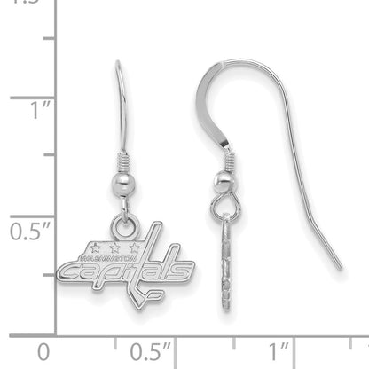 Sterlingsilber Rhodiniert Nhl Logoart Washington Capitals Extra Klein Hängend Draht Ohrringe