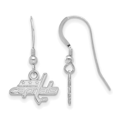 Sterlingsilber Rhodiniert Nhl Logoart Washington Capitals Extra Klein Hängend Draht Ohrringe