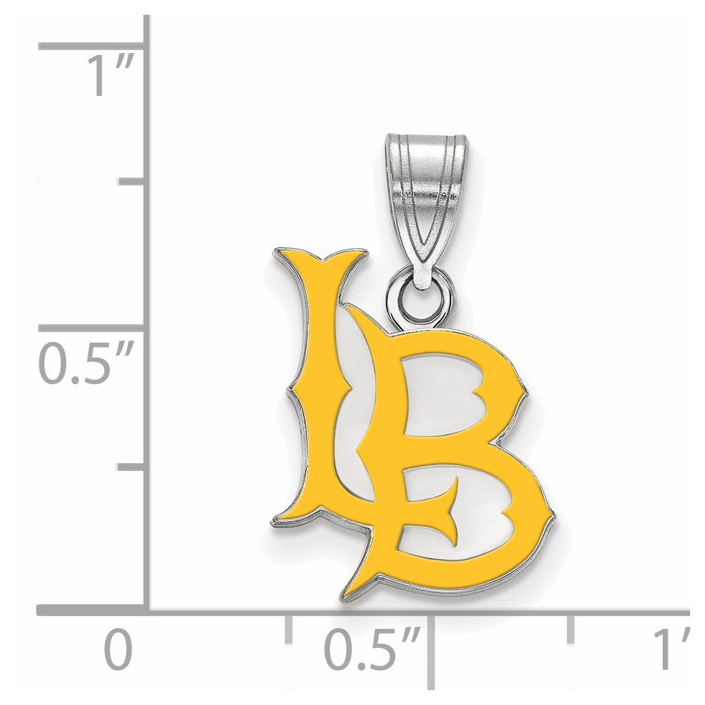 Sterlingsilber Rhodiniert Logoart California State University Lang Beach L B Mittel Emailliert Anhänger