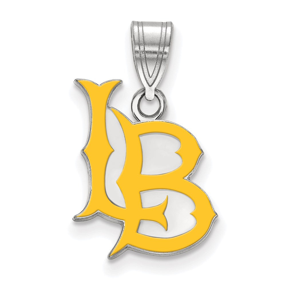 Sterlingsilber Rhodiniert Logoart California State University Lang Beach L B Mittel Emailliert Anhänger