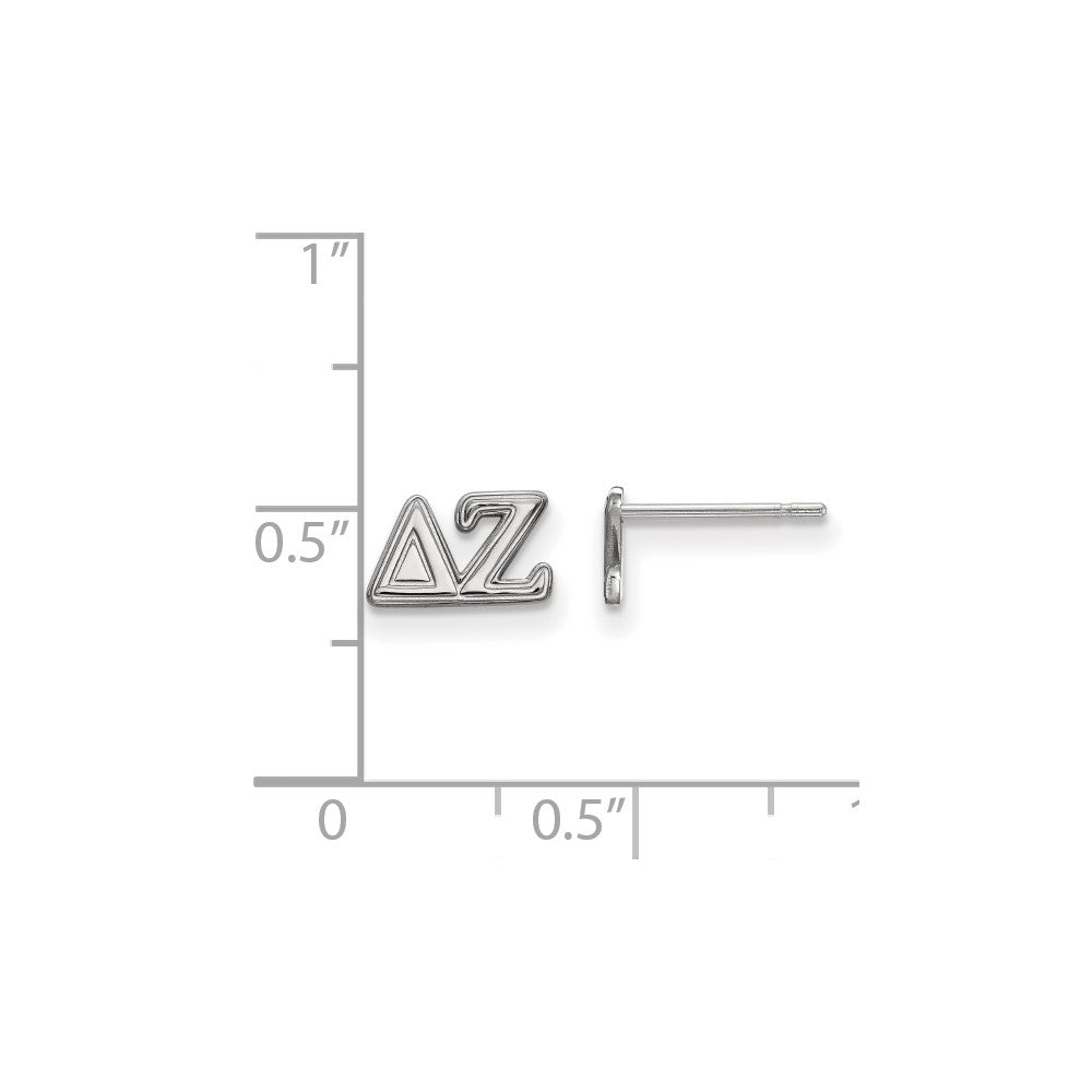 Sterlingsilber Rhodiniert Logoart Delta Zeta Sorority Greek Buchstaben Extra Klein Ohrstecker