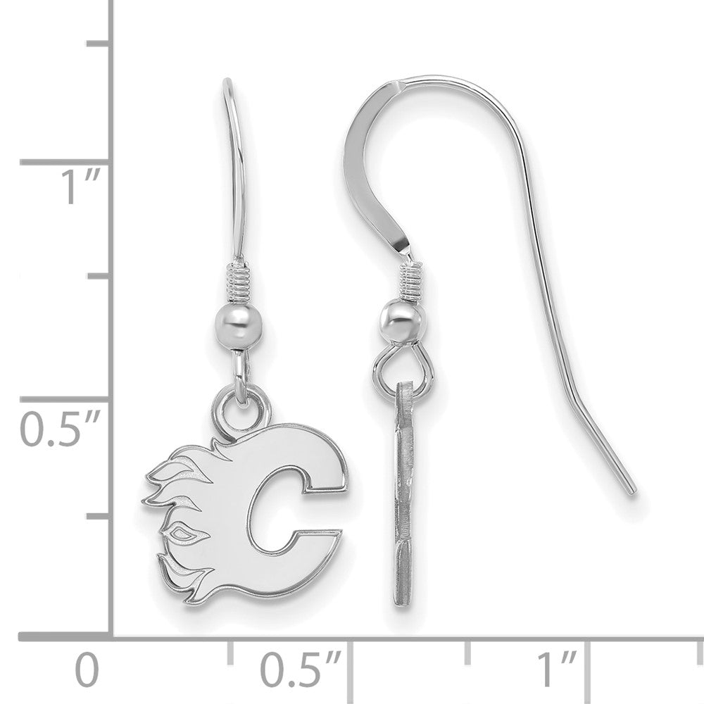 Sterlingsilber Rhodiniert Nhl Logoart Calgary Flames Buchstabe C Extra Klein Ohrhänger