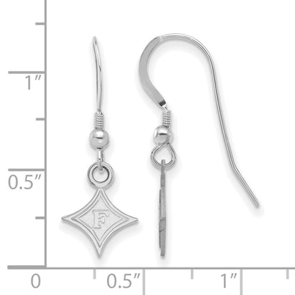 Sterlingsilber Rhodiniert Logoart Furman University Extra Klein Hängend Draht Ohrringe