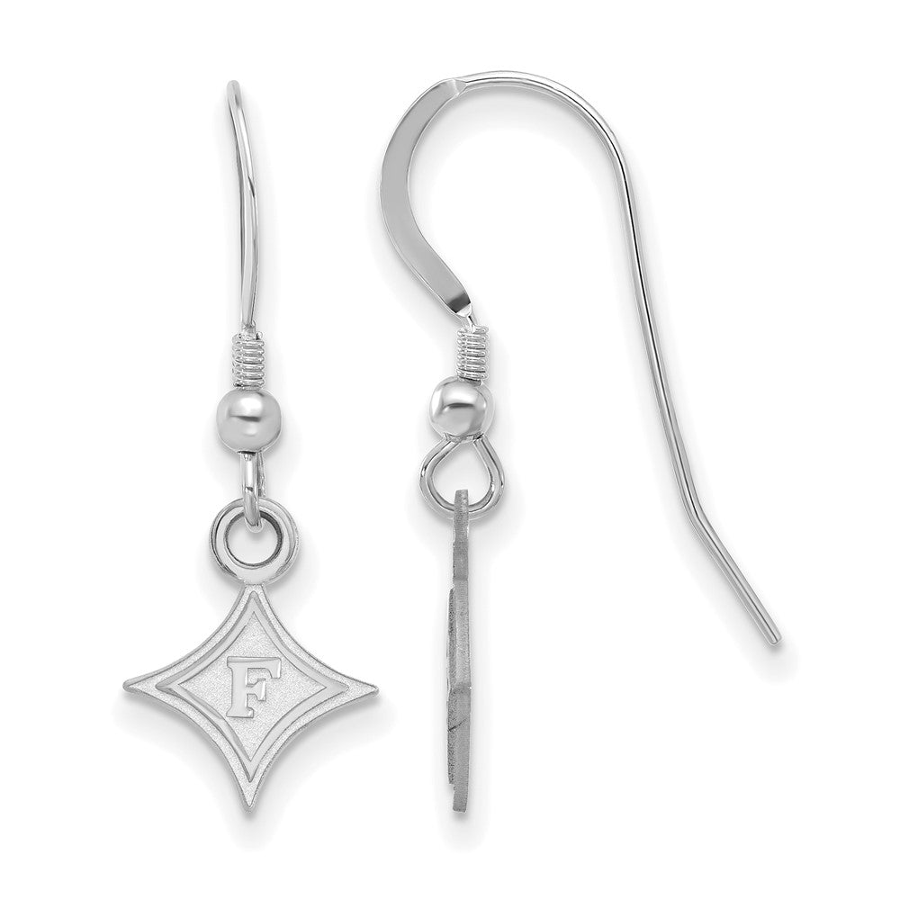 Sterlingsilber Rhodiniert Logoart Furman University Extra Klein Hängend Draht Ohrringe