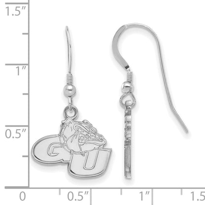 Sterlingsilber Rhodiniert Logoart Gonzaga University G U Bulldog Klein Hängend Draht Ohrringe