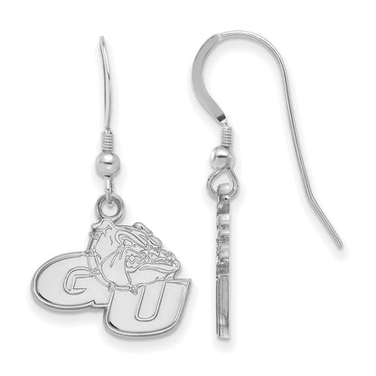 Sterlingsilber Rhodiniert Logoart Gonzaga University G U Bulldog Klein Hängend Draht Ohrringe