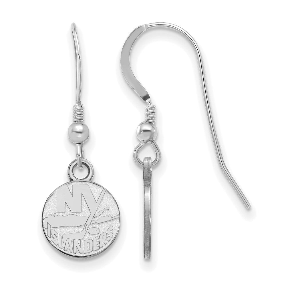 Sterlingsilber Rhodiniert Nhl Logoart New York Islanders Extra Klein Hängend Draht Ohrringe