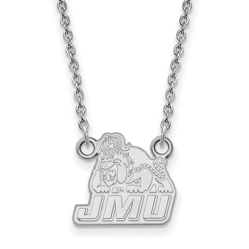 10K Weißgold Logoart James Madison University Klein Anhänger 18 Zoll Halskette