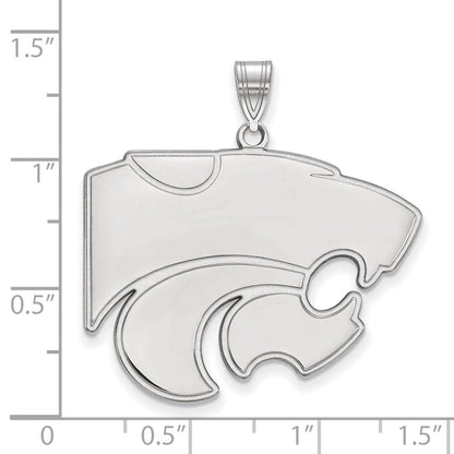 14K Weißgold Logoart Kansas State University Wildkatze Extra Groß Anhänger