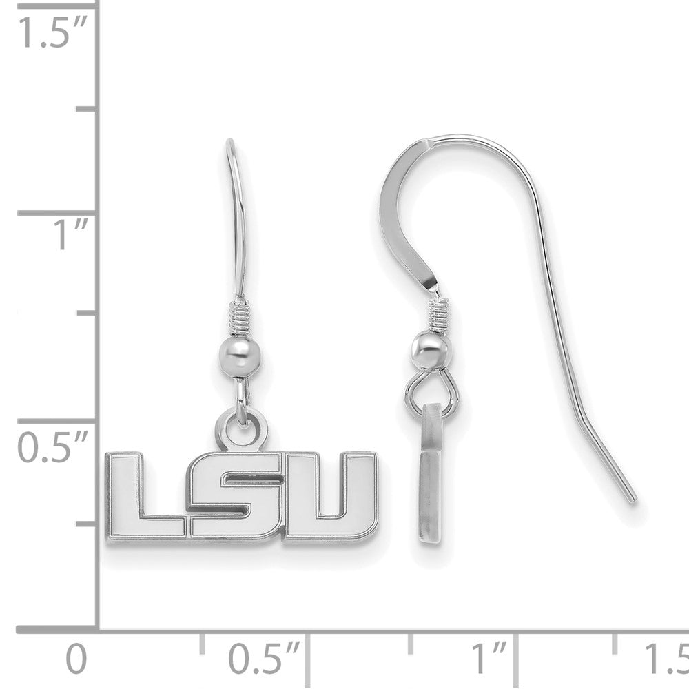 Sterlingsilber Rhodiniert Logoart Louisiana State University L S U Extra Klein Hängend Draht Ohrringe