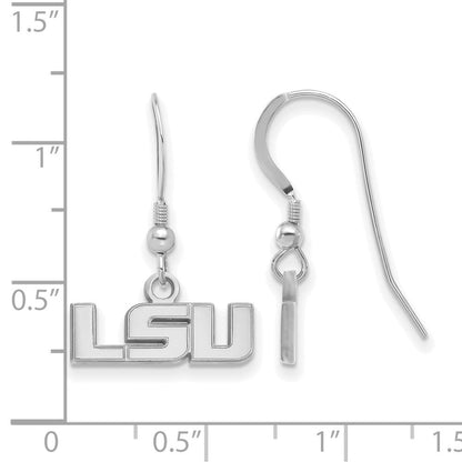Sterlingsilber Rhodiniert Logoart Louisiana State University L S U Extra Klein Hängend Draht Ohrringe