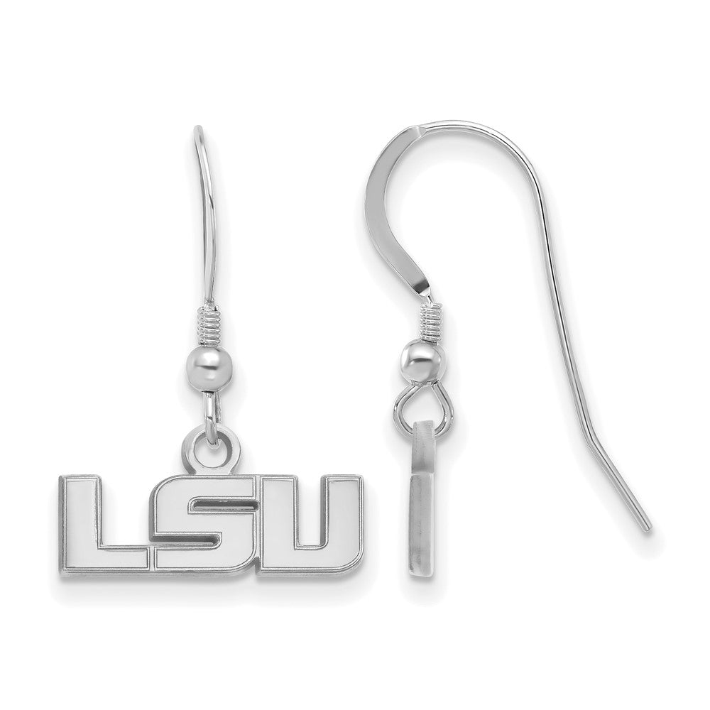 Sterlingsilber Rhodiniert Logoart Louisiana State University L S U Extra Klein Hängend Draht Ohrringe