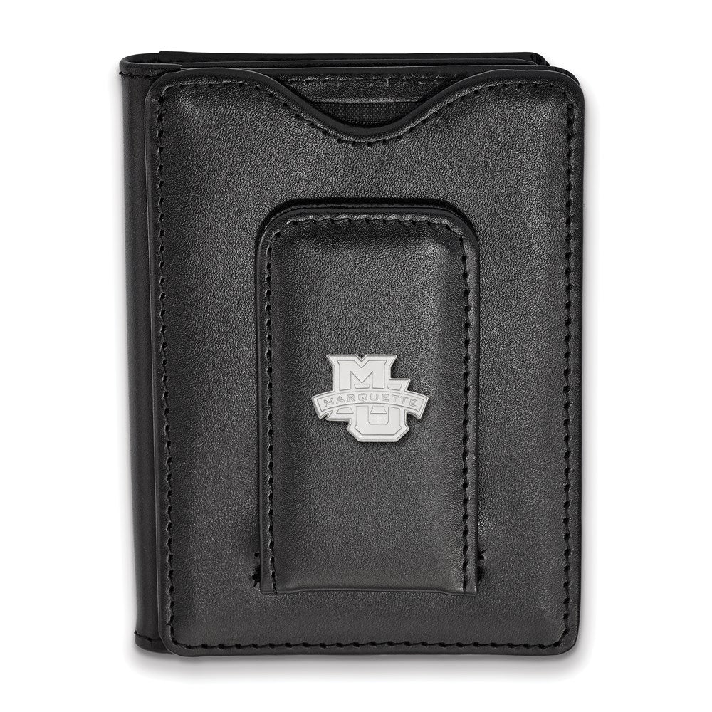 Sterlingsilber S. Rhodiniert Logoart Marquette University Schwarz Leder Wallet